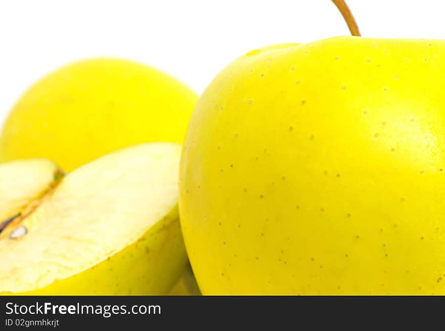 Yellow apples isolated on white