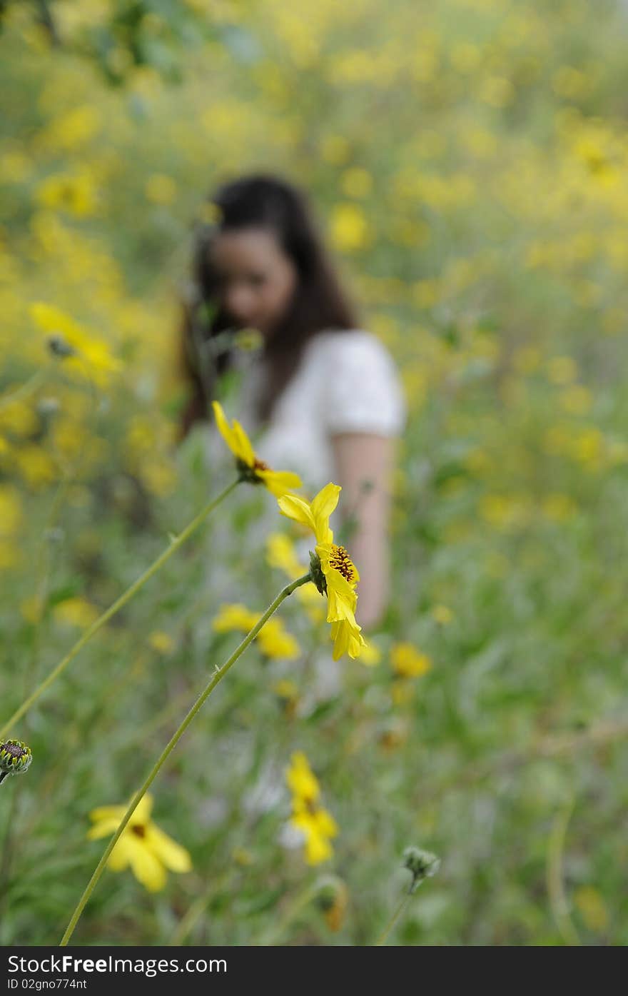 Woman enjoying a spring day in nature. Woman enjoying a spring day in nature