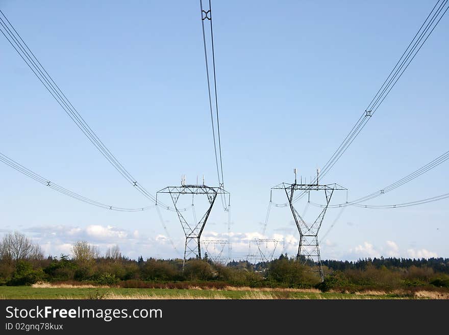 High voltage electricity pylon power line and tower. High voltage electricity pylon power line and tower.