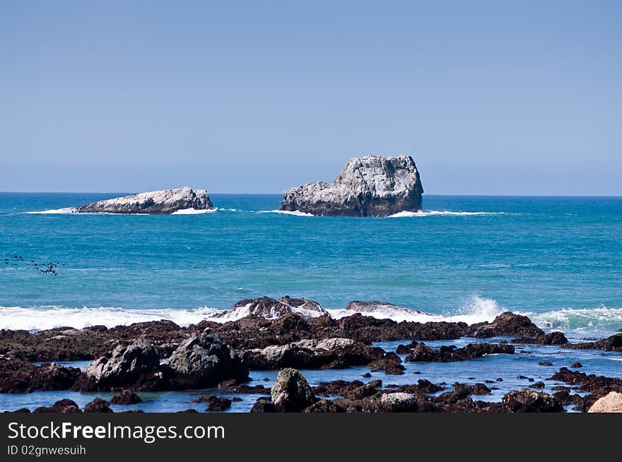 A couple of rocks of the coast of California USA. A couple of rocks of the coast of California USA