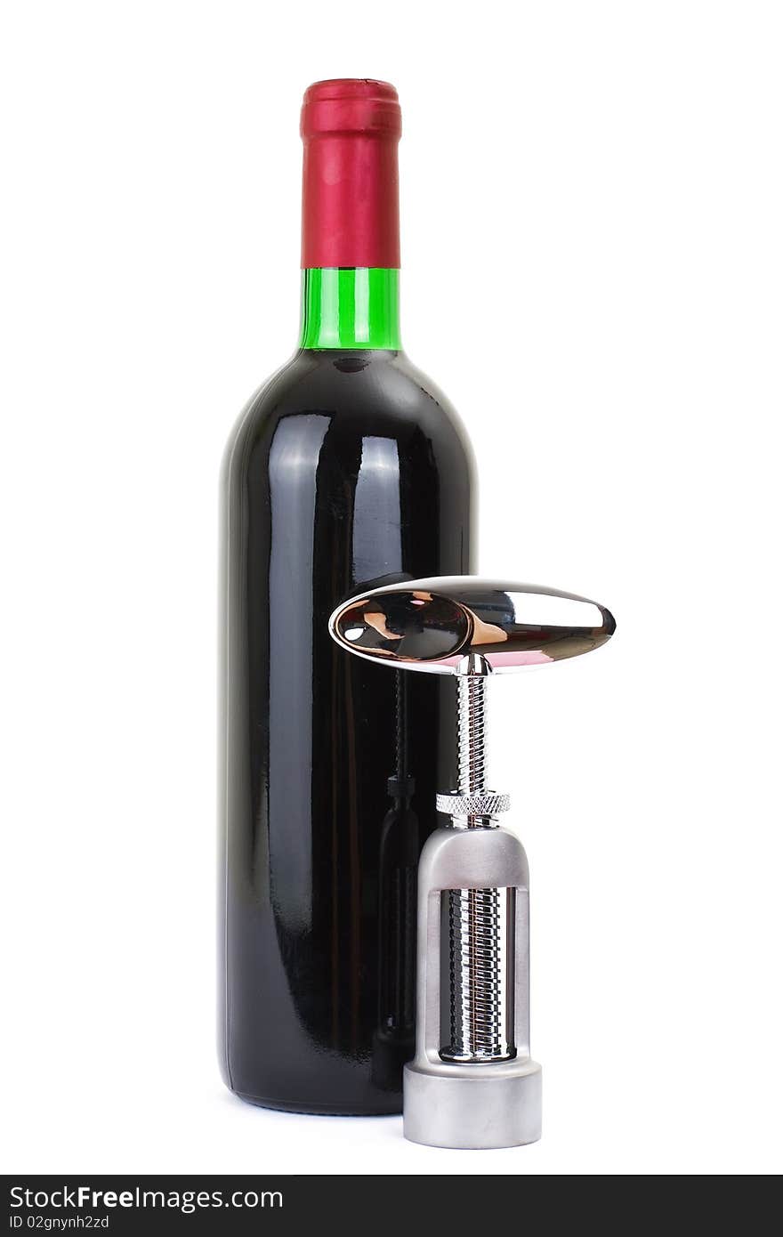 Series. A wine bottle isolated on a white background