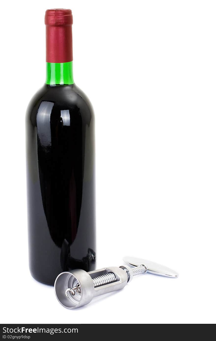 Series. A wine bottle isolated on a white background