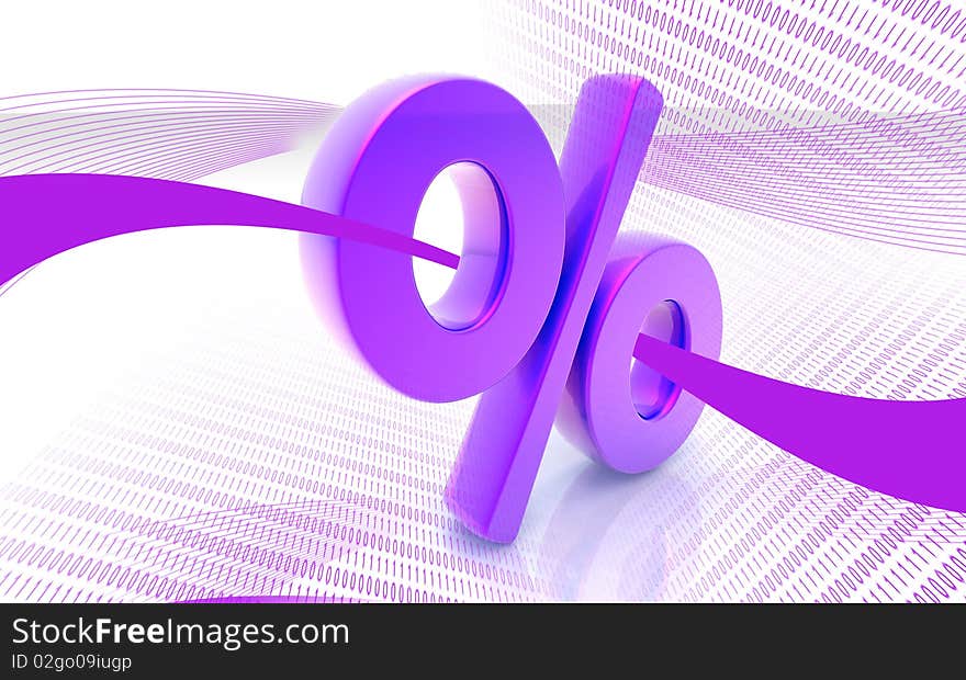 Digital illustration of  percentage in color background