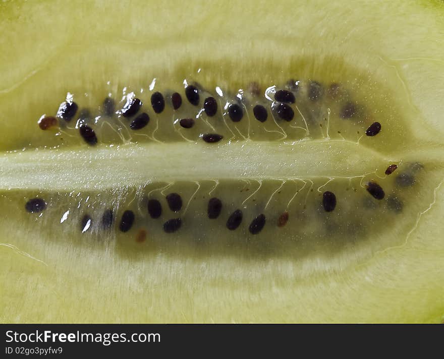 Golden Kiwi fruit - longitudinal macro