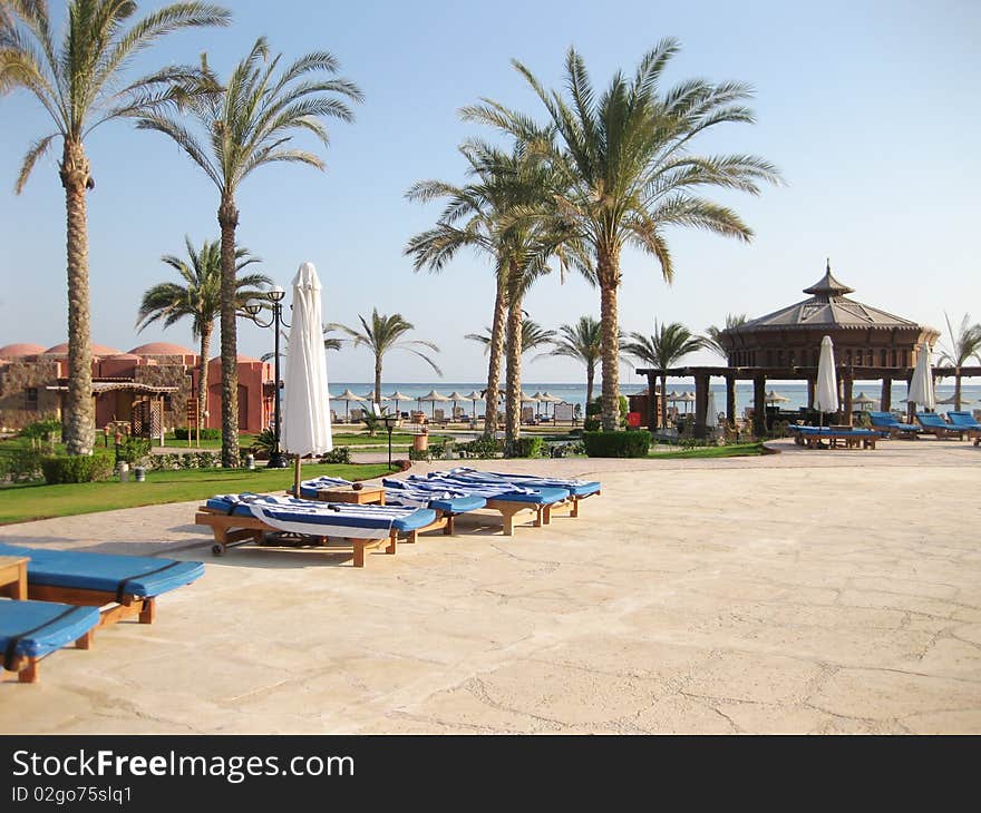 Pool side of a five star resort