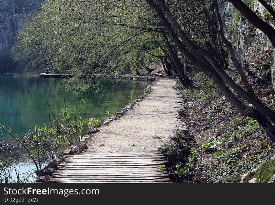 Pathway in Plitvice Lakes national park in Croatia