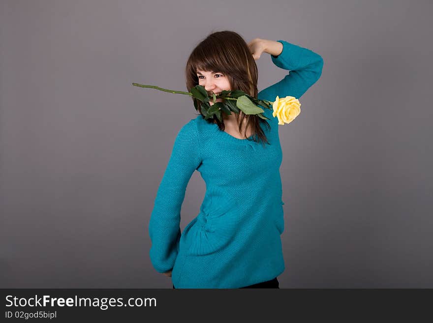 Beautiful girl with  rose