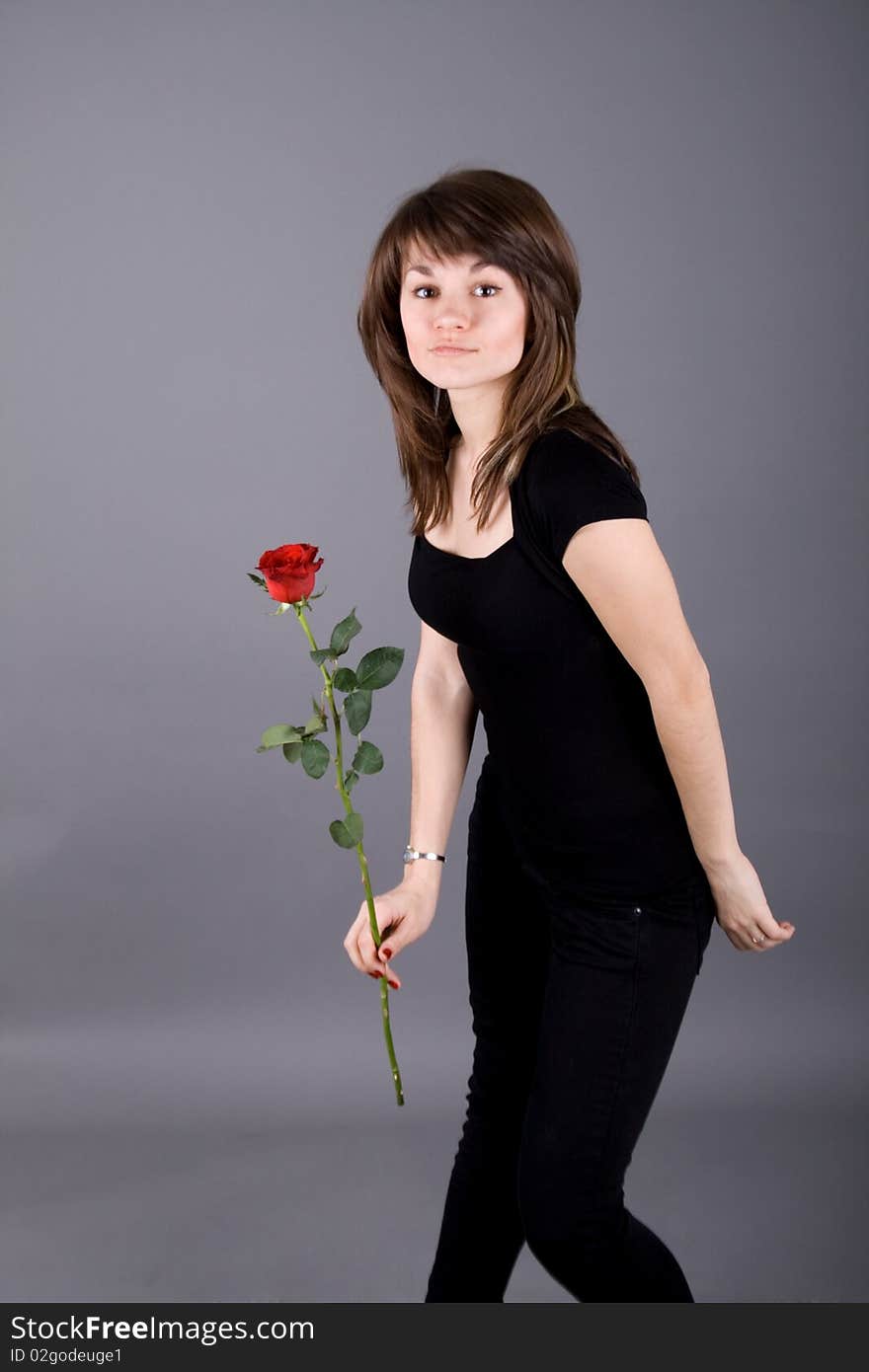 Beautiful girl with rose