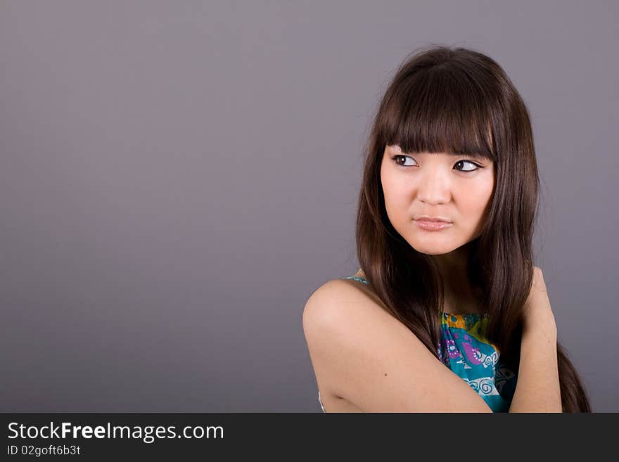 Closeup studio portrait of a beautiful woman. Closeup studio portrait of a beautiful woman