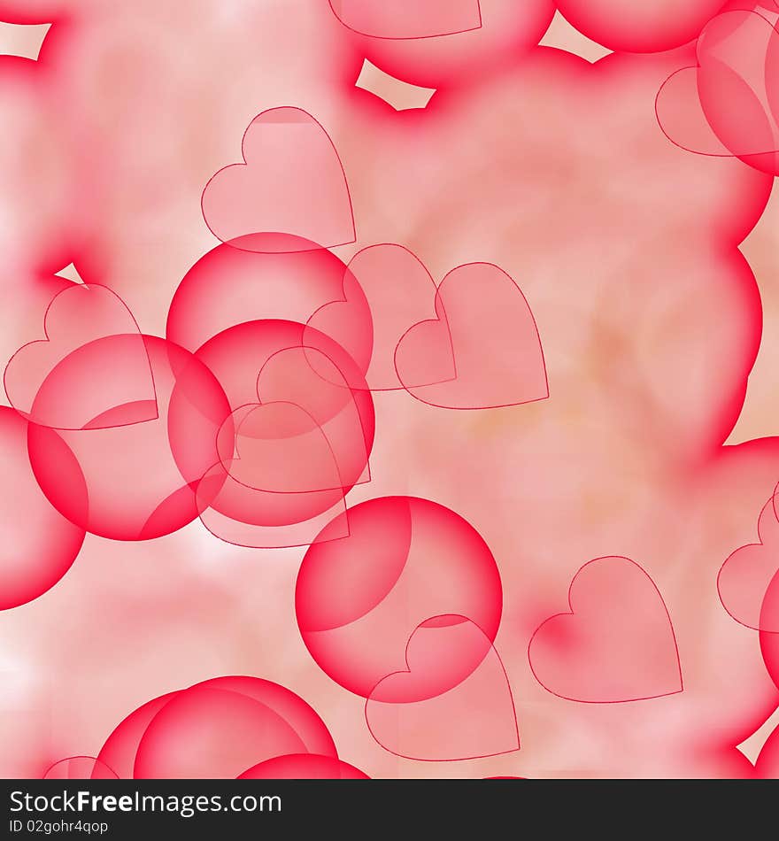 Illustrated valentine background with hearts