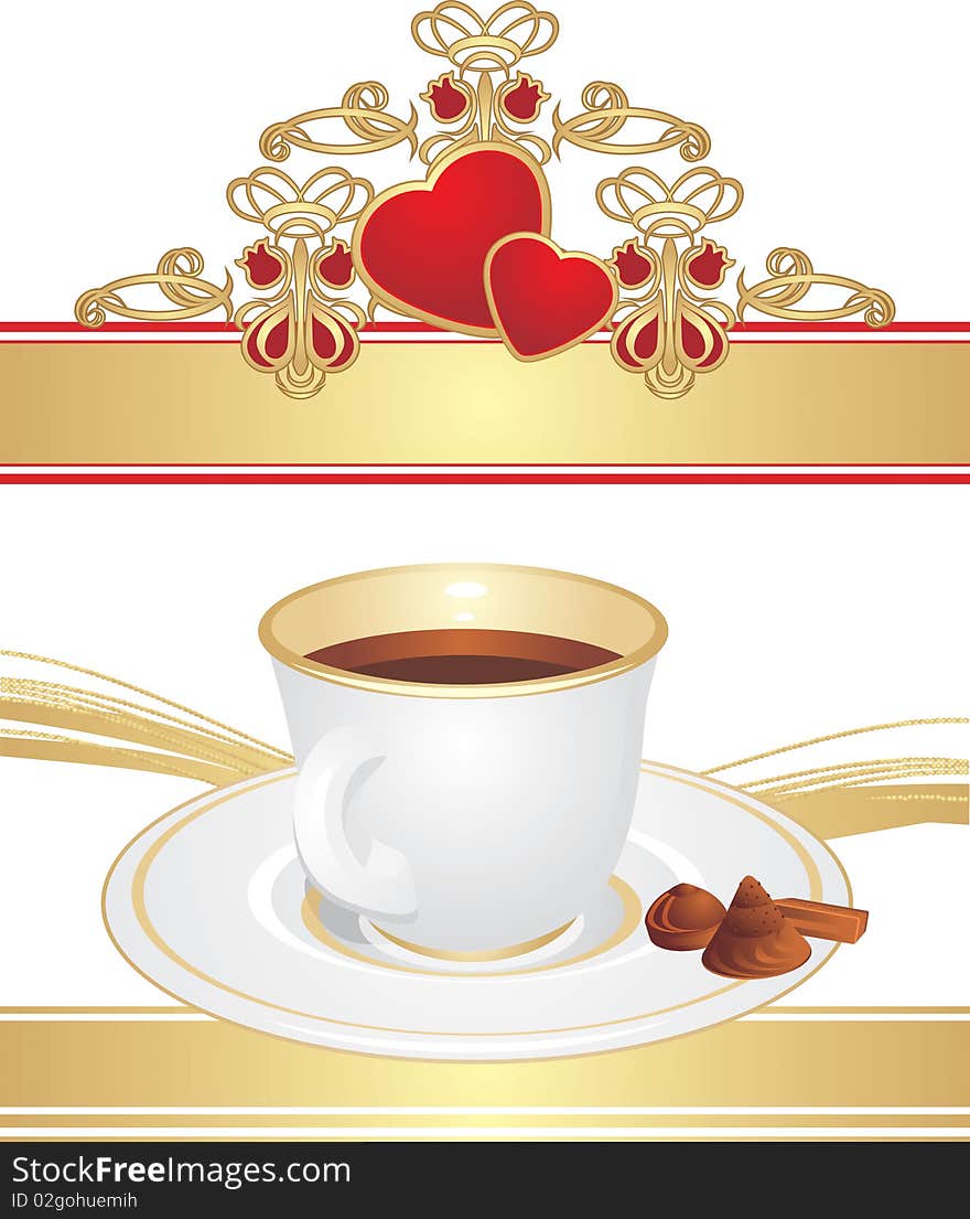 Cup With Coffee And Candies