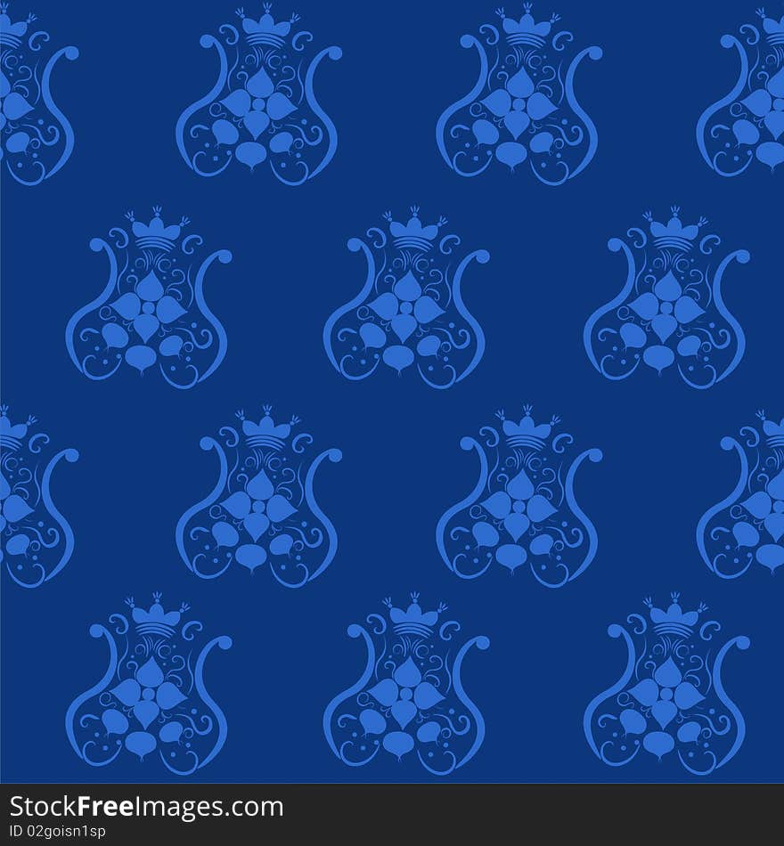 Seamless background with floral element in blue color