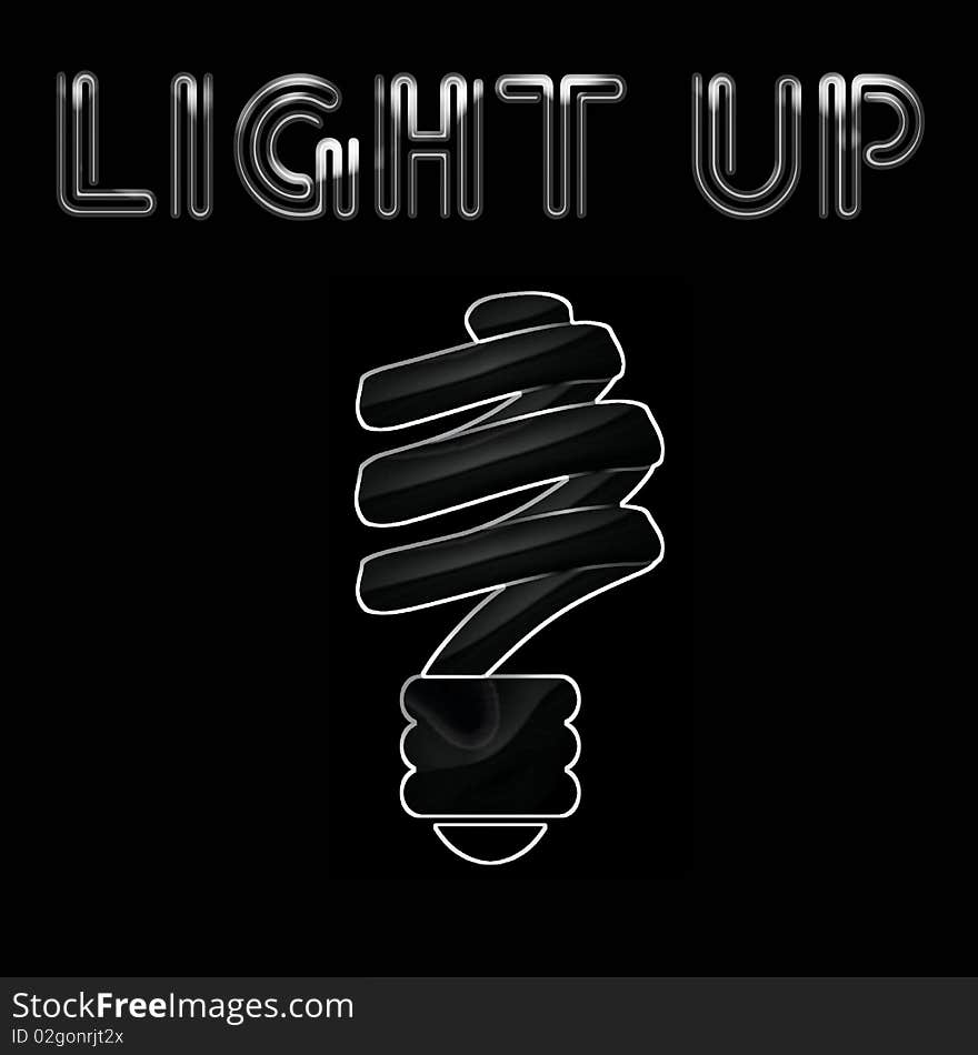 Black CF compact fluorescent light up poster illustration. Black CF compact fluorescent light up poster illustration