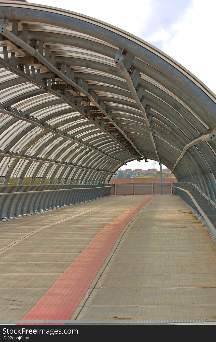 Iron Structure of modern pedestrian tunnel in Rome, Italy