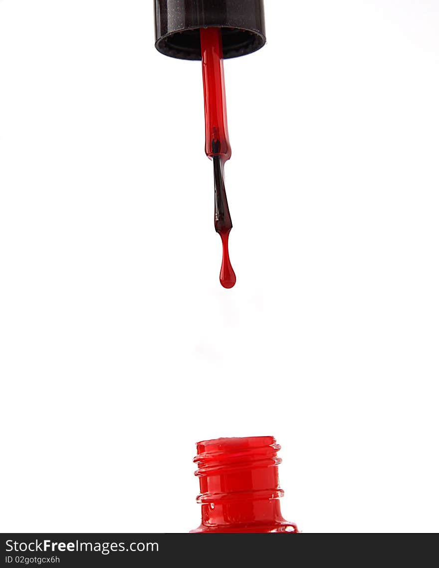 Isolated Red Nail Polish dripping