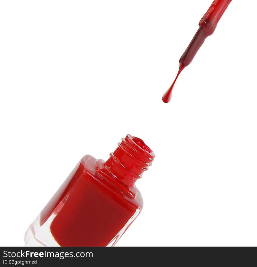 Isolated Red Nail Polish dripping