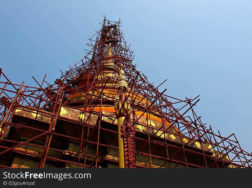 Significant repairing of the great pagoda in Lampang, Thailand. Significant repairing of the great pagoda in Lampang, Thailand