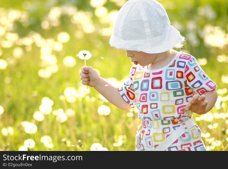 The little girl with dandelions