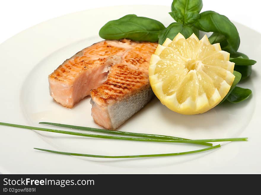 Roasted salmon steak