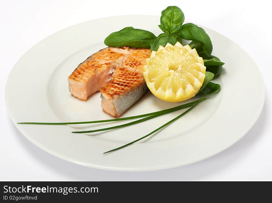 Roasted salmon steak