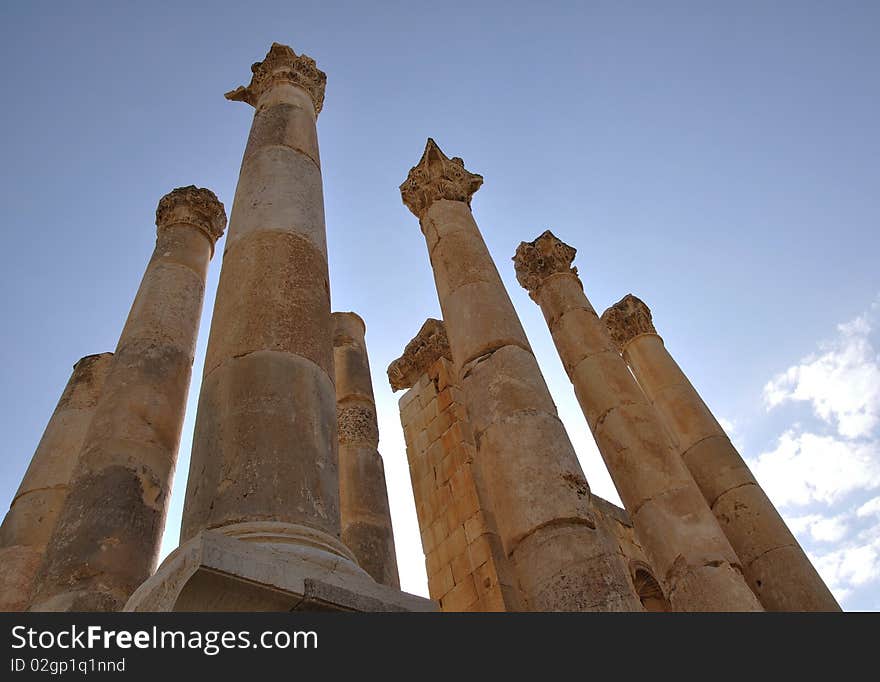 Corinthian columns detail, Jerash, Jordan.