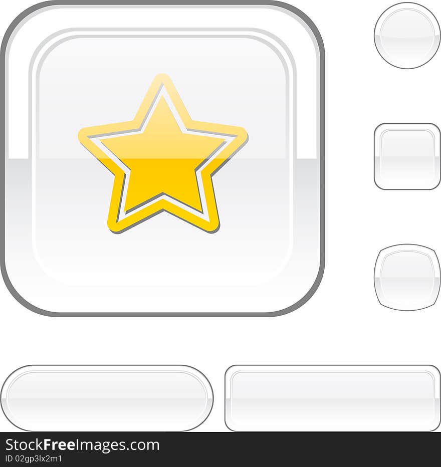 Star white buttons. Set of illustration. Star white buttons. Set of illustration.