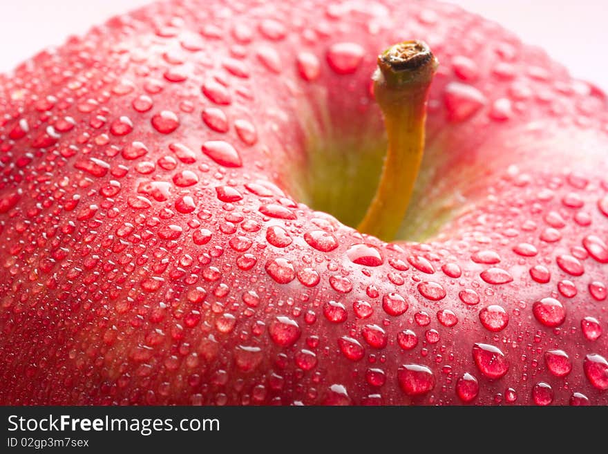 Water Drops On Ripe Red Apple