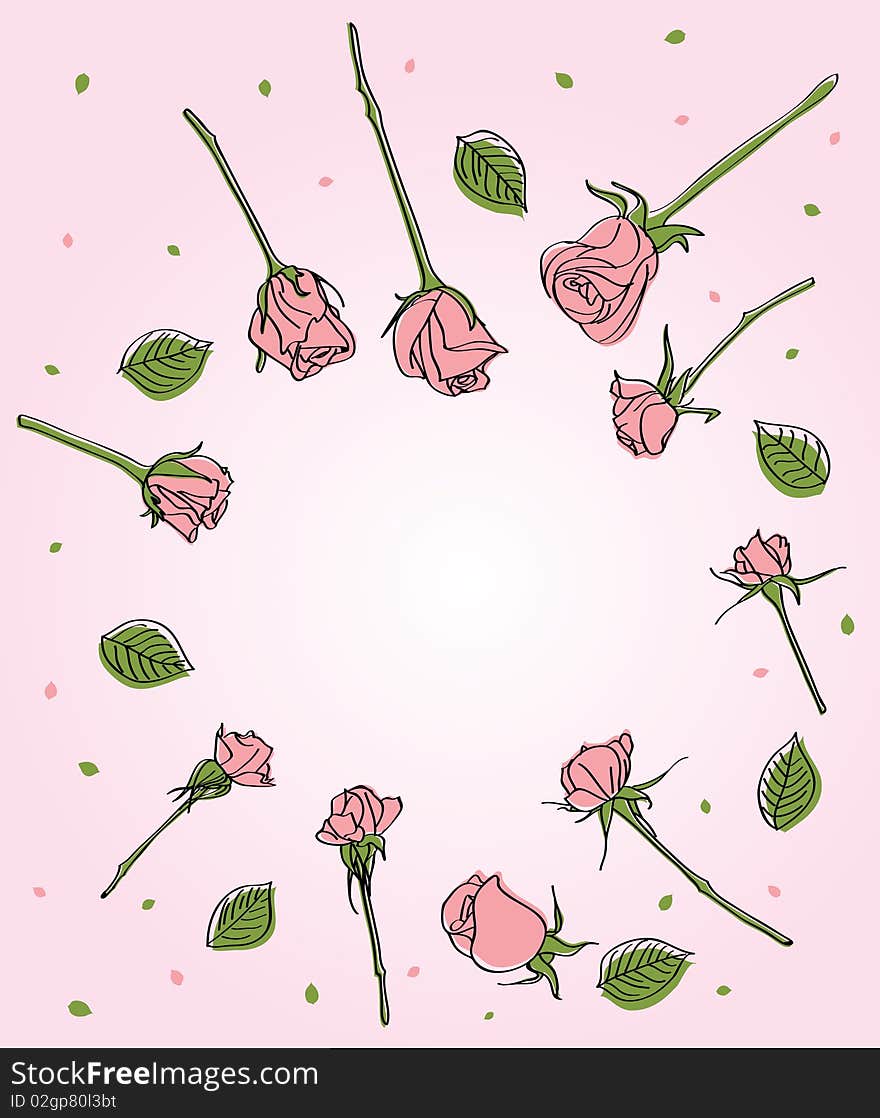 Background with rose flowers. Vector illustration.