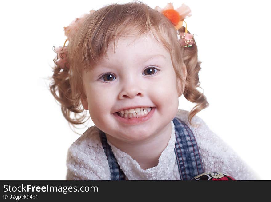 Happy little girl isolated on white background. Happy little girl isolated on white background