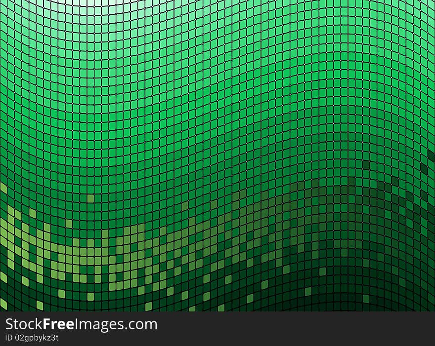 Abstract mosaic green background with wave cell