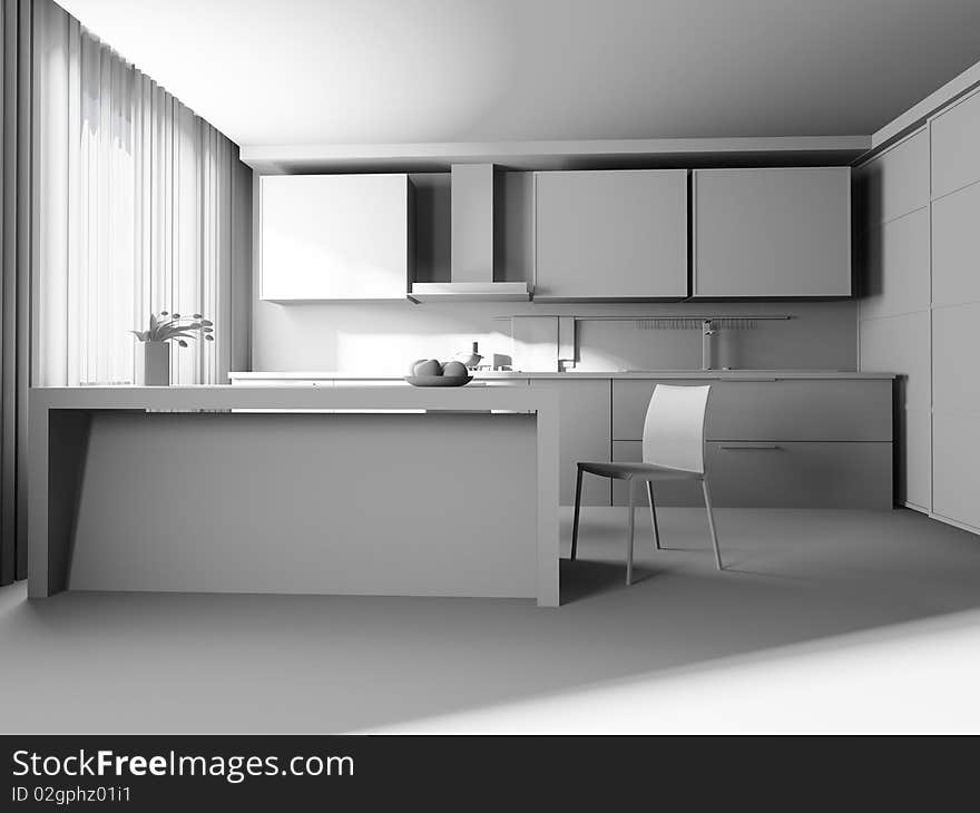 Modern white drawing room 3d image