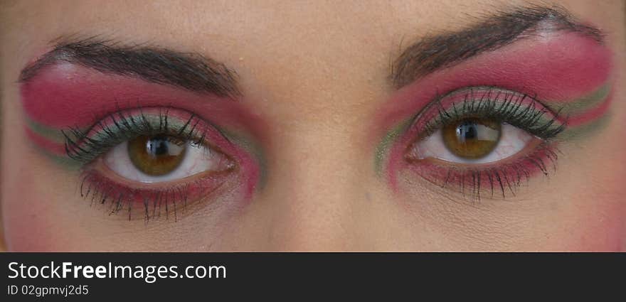 Closeup of female eyes with beautiful make-up