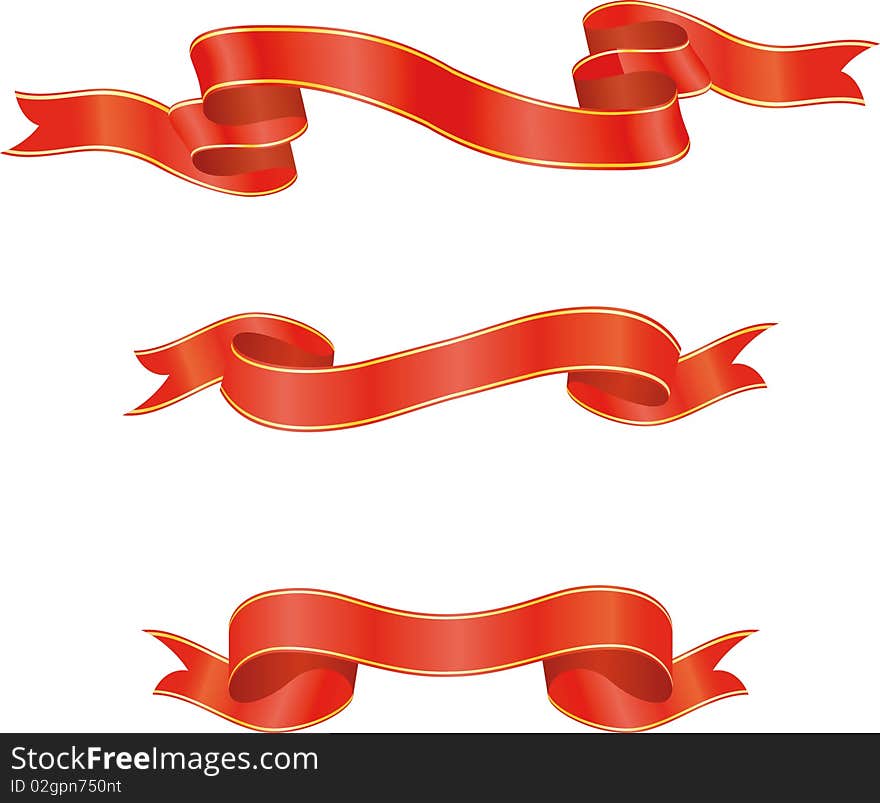 Set of red ribbons