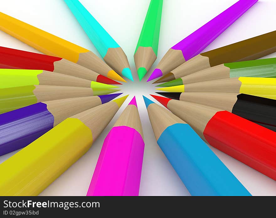 Colored pencils isolated on a white