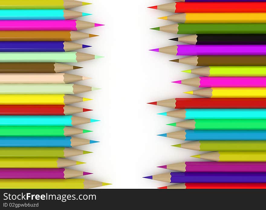 Colored pencils isolated on a white