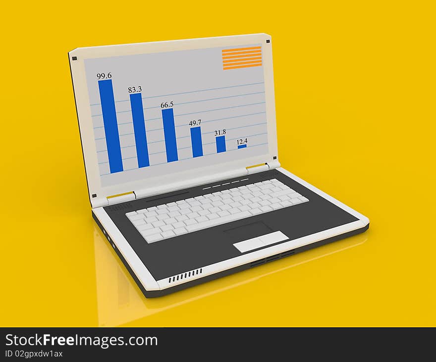 Laptop computer with business diagram. Laptop computer with business diagram