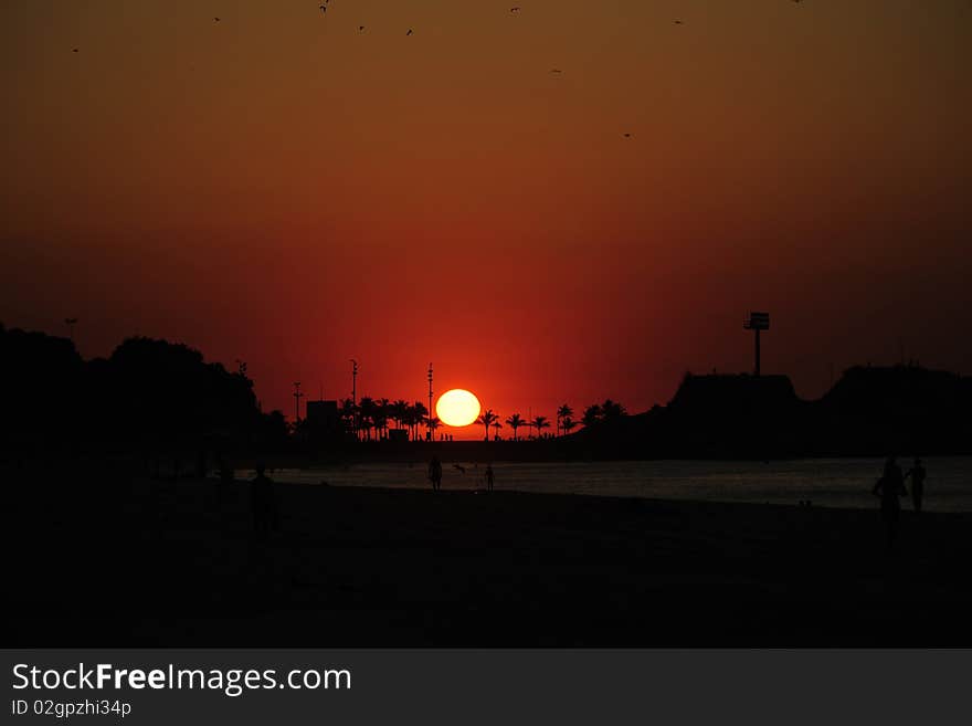 Sunrise in Rio de Janeiro, Ipanema beach and Arpoador. Sunrise in Rio de Janeiro, Ipanema beach and Arpoador