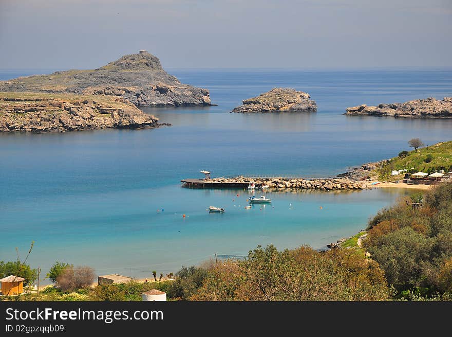 Bay In Lindos. The Island Of Rhodes.