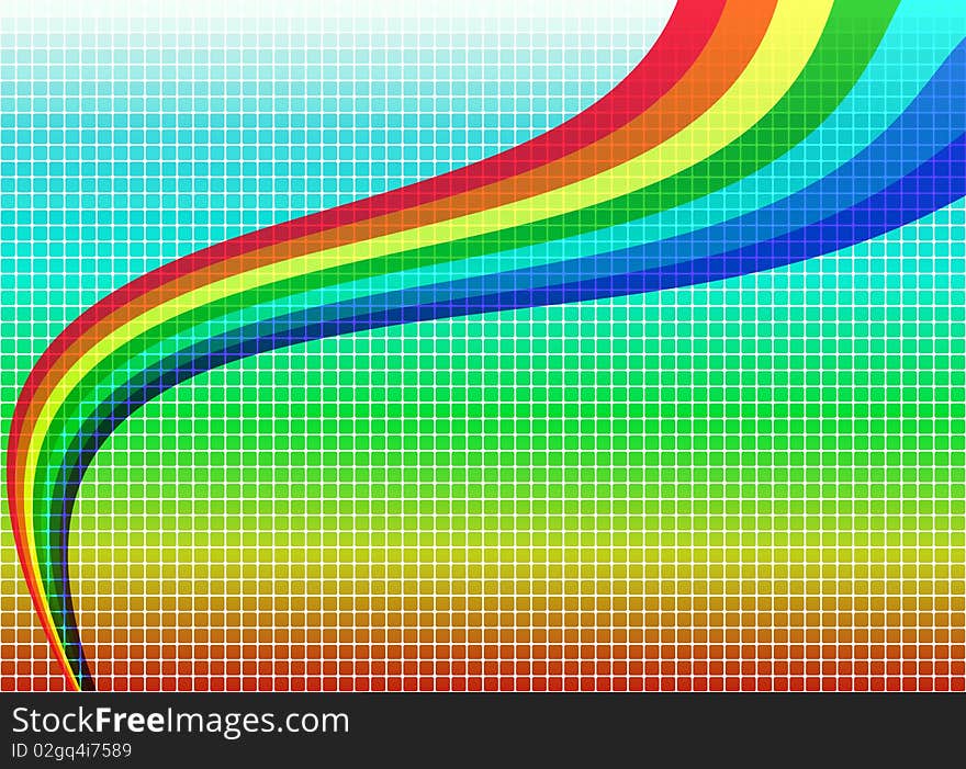 Bright spring mosaic background with a vivid rainbow. Bright spring mosaic background with a vivid rainbow