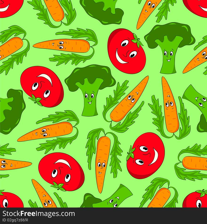 Seamless cartoon vegetables.