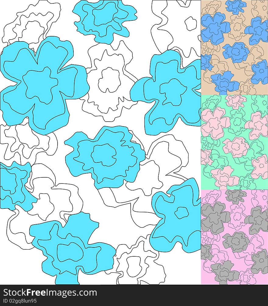 Pattern of flowers. Four version of any colors exist. Pattern of flowers. Four version of any colors exist.