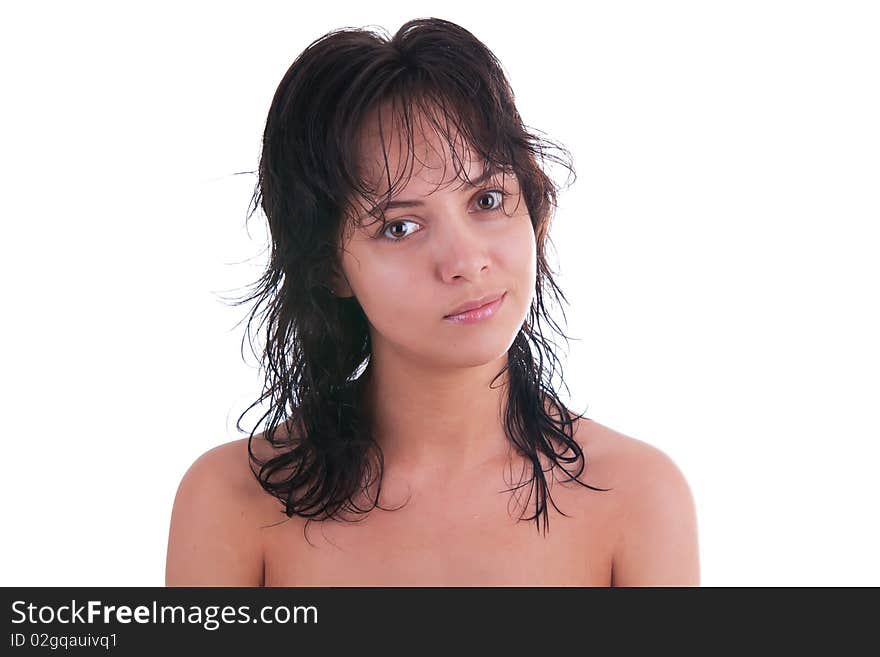 Beautiful woman portrait isolated over a white background