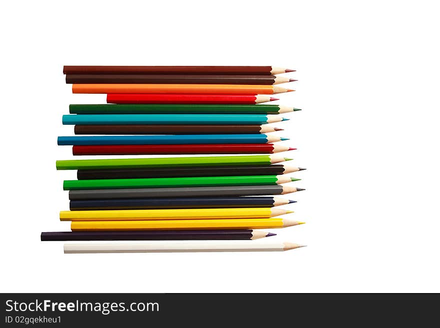 Colour pencils isolated on the white