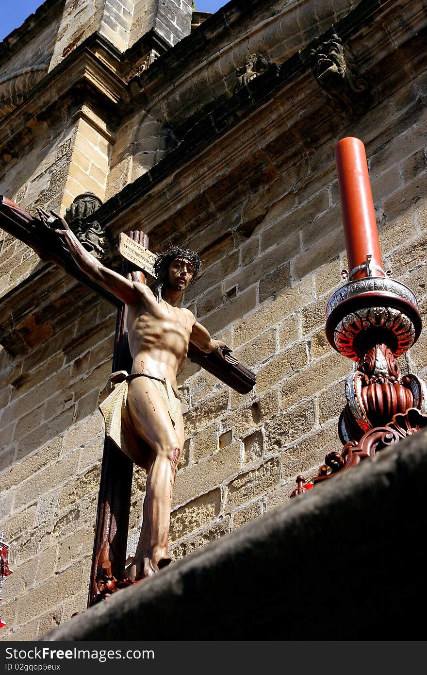 Jesus Crucifixion Jerez de la Frontera easter celebrations, Spain Europe. Jesus Crucifixion Jerez de la Frontera easter celebrations, Spain Europe