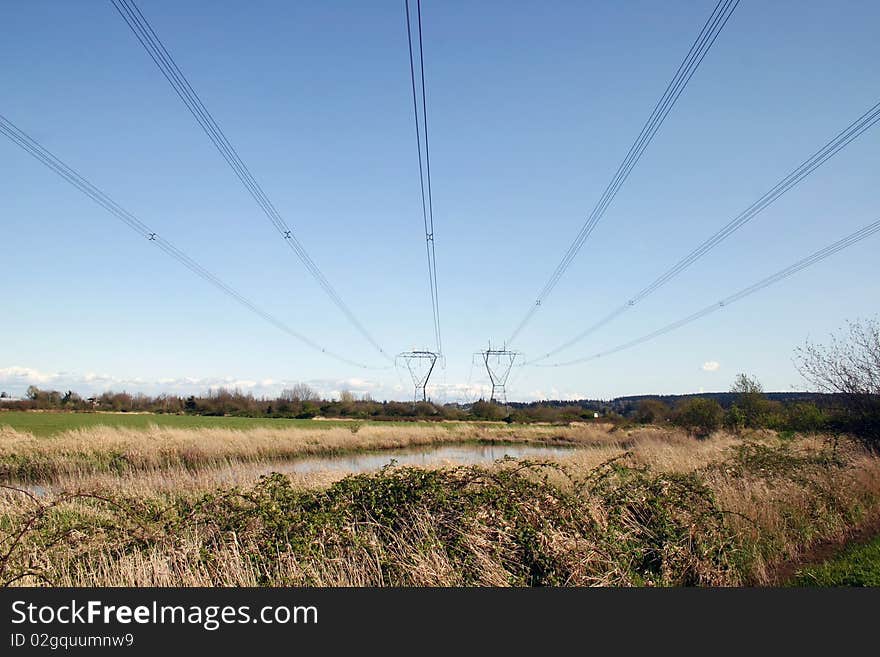 Power line and tower