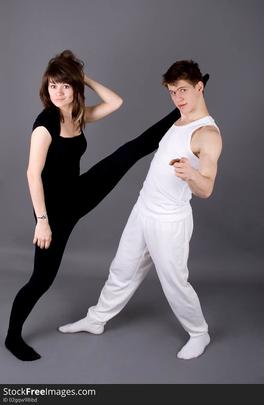 Dancing couple in a studio