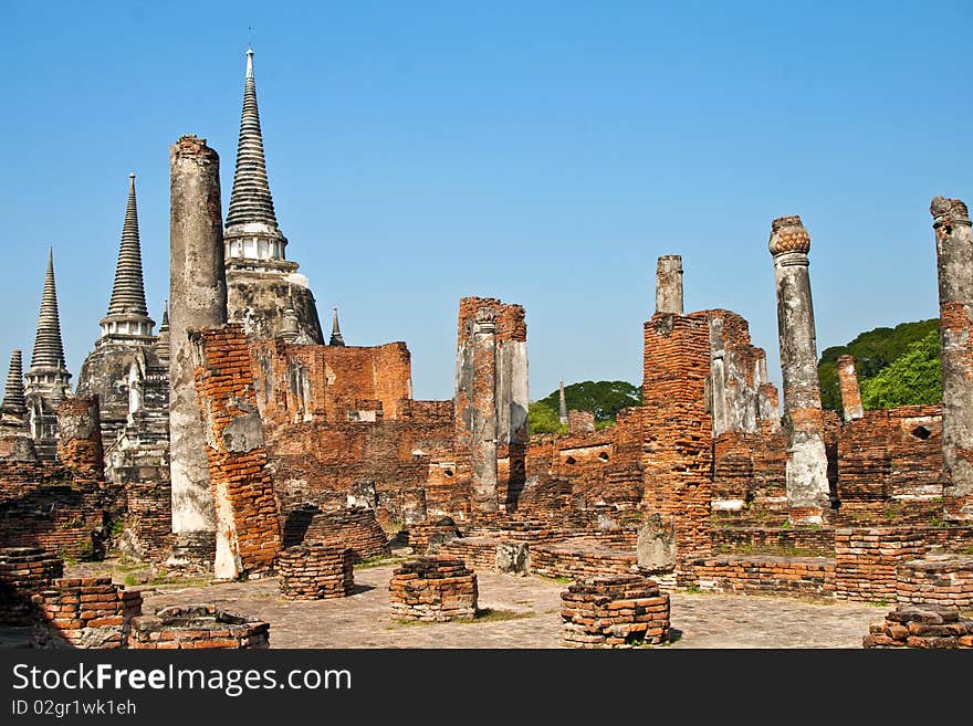 Famous temple area Wat Phra Si Sanphet