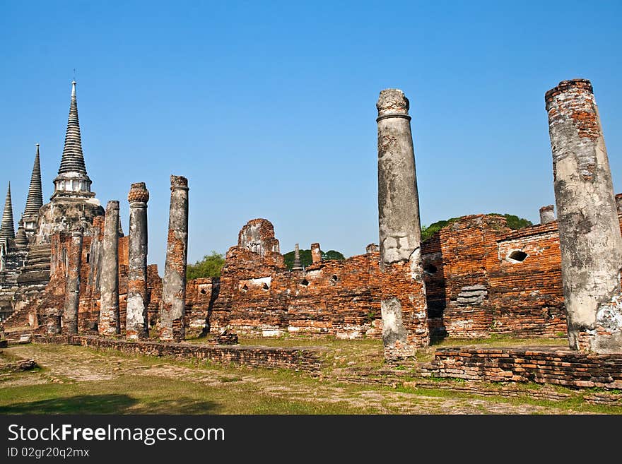 Famous temple area Wat Phra Si Sanphet