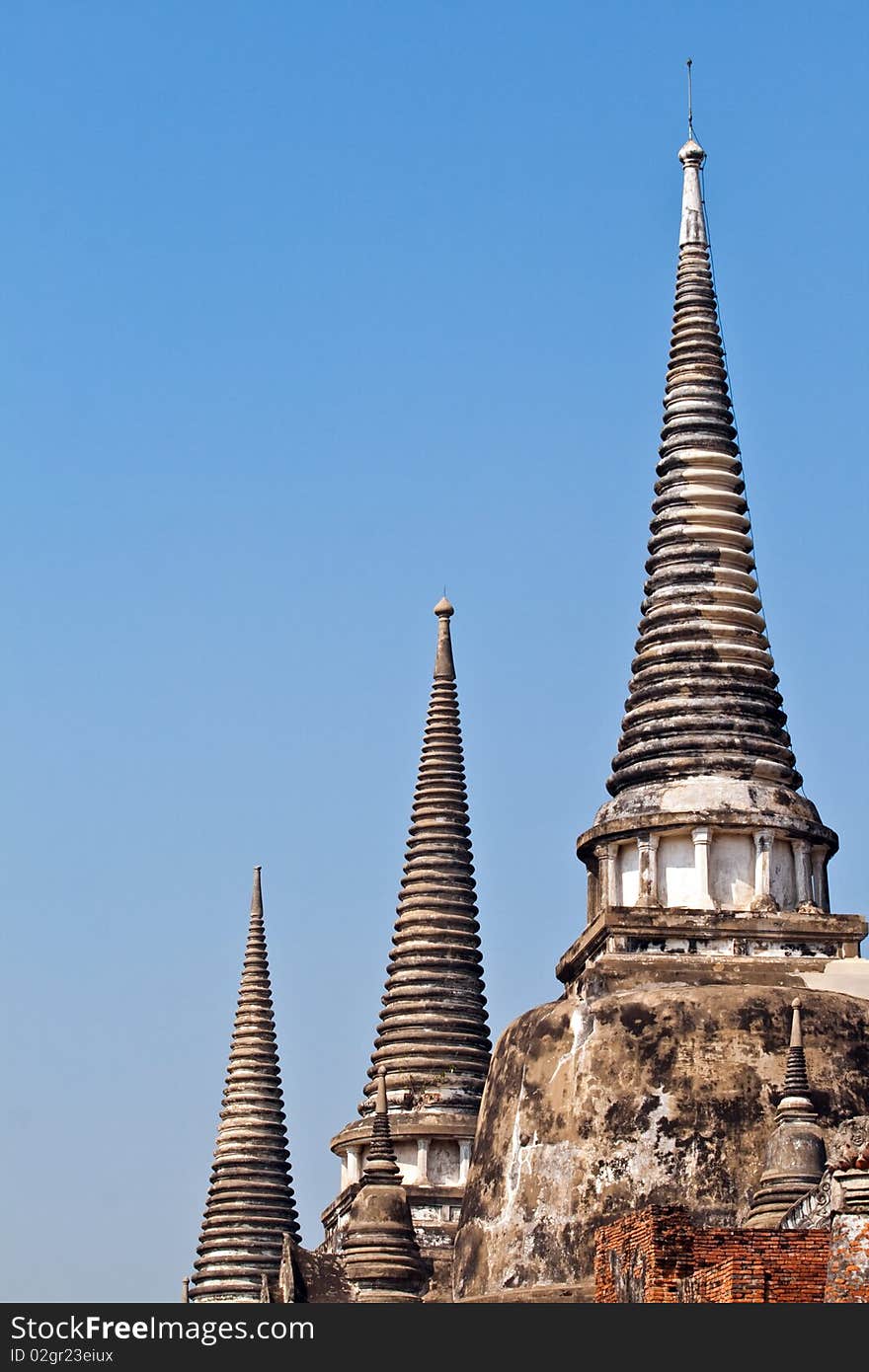 Famous temple area Wat Phra Si Sanphet, Royal Palace in Ajutthaya