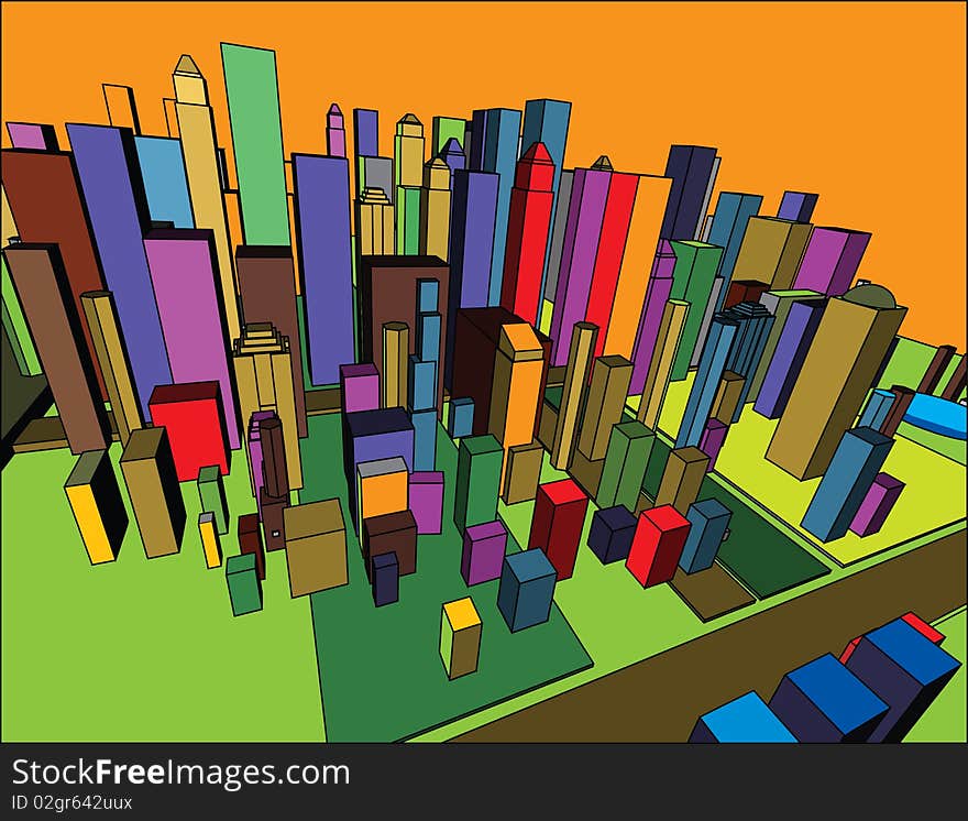 Vector illustration of Abstract modern city